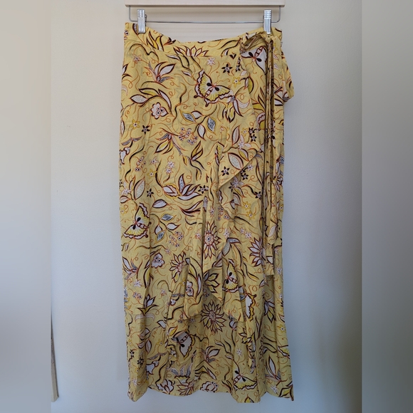 The Kooples Wrap Midi Skirt Yellow 3 Medium Large - Picture 6 of 15